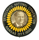 RARE BRYAN 1900 BUTTON FROM THE NATIONAL CONVENTION.