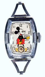 "MICKEY MOUSE INGERSOLL" RARE 1937 DE LUXE WATCH WITH CHARMS AND CHROMIUM BAND.