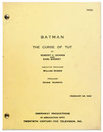 "BATMAN" 1966 TELEVISION SCRIPT FOR "CURSE OF TUT" EPISODE.