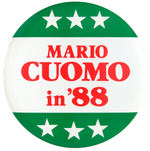 "MARIO CUOMO IN '88" 6" HOPEFUL CAMPAIGN BUTTON