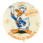 RARE ENGLISH BUTTON INSCRIBED “QUACK!/DONALD DUCK.”