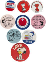 PEANUTS CHARACTERS GROUP OF NINE BUTTONS 1960s-1970s.