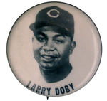 "LARRY DOBY" REAL PHOTO STADIUM BUTTON.