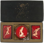 MARILYN MONROE NUDE "GOLDEN DREAMS" & "A NEW WRINKLE" COASTERS & PLAYING CARD DECKS BOXED SET.