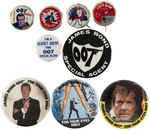 JAMES BOND NINE RELATED BUTTONS 1960s-1981.