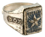 ORPHAN ANNIE SILVER STAR TRIPLE MYSTERY SECRET COMPARTMENT RING WITH LOW SERIAL NUMBER.