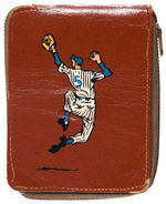 "JOE DiMAGGIO" WALLET AND KEY CHAIN WITH WILLARD MULLIN ART.