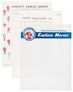 "CAPTAIN MARVEL/FAWCETT COMICS" IN-HOUSE ILLUSTRATED STATIONERY WITH ENVELOPES.