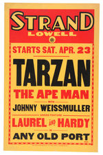 "TARZAN THE APE MAN" ORIGINAL 1932 RELEASE WINDOW CARD.