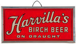 "HARVILLA'S BIRCH BEER ON DRAUGHT" SELF FRAMED SIGN.