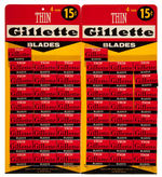 "GILLETTE THIN BLADES" BOXED PAIR OF DISPLAY CARDS.