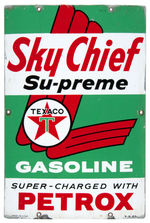 "TEXACO SKY CHIEF SU-PREME" PORCELAIN GAS PUMP SIGN.