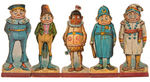 PALMER COX BROWNIES LOT OF FIVE BOWLING PIN FIGURES.