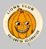 CARVED PUMPKIN ANNOUNCES "LIONS CLUB HALLOWE'EN CELEBRATION."