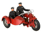 LARGE HUBLEY MOTORCYCLE POLICE WITH SIDECAR.