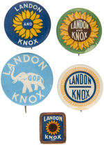 ATTRACTIVE GROUP OF 5 LANDON/KNOX BUTTONS.