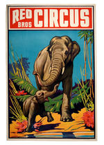 "REO BROS. CIRCUS" POSTER WITH ELEPHANTS.