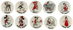 "DONALD DUCK PEANUT BUTTER" COMPLETE SET OF TEN BUTTONS FROM THE 1950s.