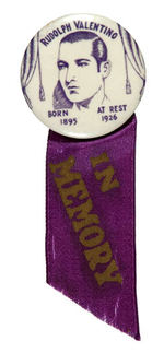 RUDOLPH VALENTINO MEMORIAL RIBBON BADGE.