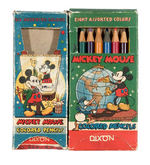 MICKEY MOUSE ART SET & COLORED PENCIL BOXES BY DIXON.