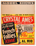 “CRYSTAL AMES FRENCH FOLLIES REVUE” BURLESQUE POSTER.