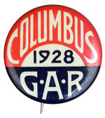 "G.A.R. COLUMBUS 1928" BUTTON.