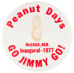 NEBRASKA "PEANUT DAYS" SCARCE ISSUE BUTTON FOR CARTER INAUGURAL.