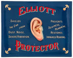 "ELLIOTT EAR PROTECTOR" CHOICE COLOR STORE DISPLAY W/EASEL BACK.