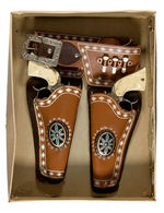 "WAGON TRAIN GUN AND HOLSTER SET" BY LESLIE HENRY BOXED.