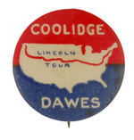 COOLIDGE "LINCOLN TOUR" BUTTON.