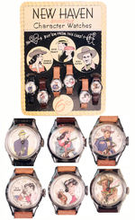 "NEW HAVEN ANIMATED CHARACTER WATCHES" INCL DICK TRACY, GENE AUTRY, LI'L ABNER AND ANNIE OAKLEY.