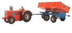 "GAMA" GERMAN BOXED WIND-UP TRACTOR W/TRAILER.