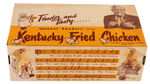 “KENTUCKY FRIED CHICKEN” EARLY ILLUSTRATED BOX, POSTCARD, AND BUCKET.