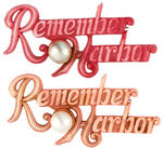 "REMEMBER PEARL HARBOR" COLLECTION OF SEVEN PLASTIC PINS WITH PEARL SERVING AT REBUS.