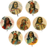 FAMOUS INDIANS C. 1898 GROUP OF SEVEN OF TEN ISSUED.