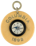 RARE PRE-1896 USE OF CELLULOID FOR COMPASS ADVERTISING "COLUMBIA" BICYCLES.