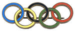 OLYMPIC RINGS ENAMEL ON METAL PIN FROM 1936.