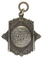 "SPALDING CHAMPION BASEBALL MEDAL" IN "STERLING" WITH EXTENSIVE ENGRAVED REVERSE.