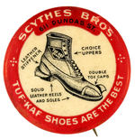 EARLY AND RARE SHOE BUTTON WITH CUT-AWAY GRAPHICS PLUS "AZTEC CALF" CHARM.