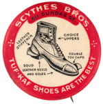 EARLY AND RARE SHOE BUTTON WITH CUT-AWAY GRAPHICS PLUS "AZTEC CALF" CHARM.