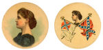 WINNIE DAVIS PICTURED ON PAIR OF EARLY CONFEDERATE BUTTONS.