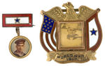 SON IN SERVICE PAIR OF WORLD WAR I ENAMEL AND BRASS BADGES.