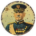 PERSHING RARE LITHO TIN POCKET MIRROR AND GIVEAWAY SMALL PORTRAIT.