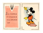 "WALT DISNEY/RKO RADIO FILMS" FRENCH PROMOTIONAL ANNOUNCEMENT CARD.