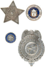 ANIMAL WELFARE THREE RARE METAL BADGES PLUS 1906 VETERINARY CONVENTION BADGE.