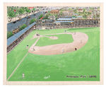 CUBAN BASEBALL "ALMENDARES PARK" ORIGINAL ART PAIR BY CUBAN ARTIST JORGE S.