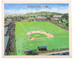 CUBAN BASEBALL "ALMENDARES PARK" ORIGINAL ART PAIR BY CUBAN ARTIST JORGE S.