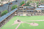 CUBAN BASEBALL "ALMENDARES PARK" ORIGINAL ART PAIR BY CUBAN ARTIST JORGE S.