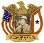 "WORLD WAR 1917" SON IN SERVICE ENAMEL AND BRASS BADGE.