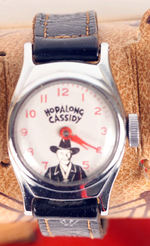 HOPALONG CASSIDY WRISTWATCH ON SADDLE IN DISPLAY BOX.